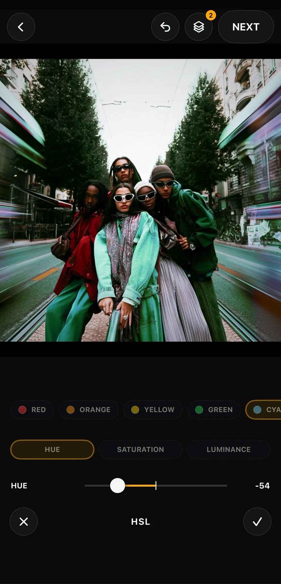 Ohrangutang Studio HSL color controls